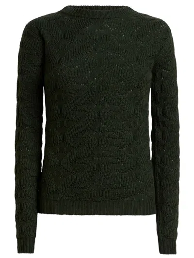 Etro Maglione In Misto Lana Con Lavorazione Paisley In Green