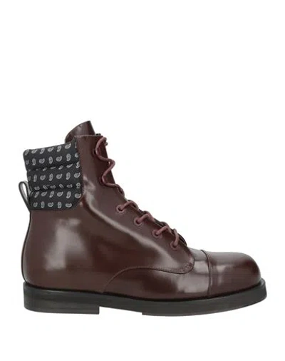 Etro Man Ankle Boots Chocolate Brown Size 7 Leather, Textile Fibers