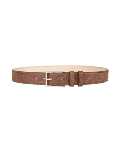 Etro Man Belt Brown Size 38 Leather