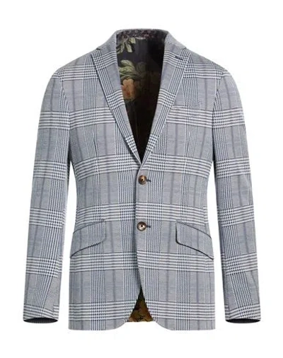 Etro Man Blazer Blue Size 44 Viscose, Polyamide, Elastane