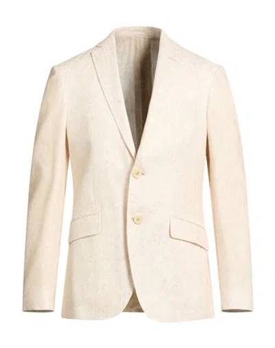 Etro Man Blazer Cream Size 46 Viscose, Linen In Neutral