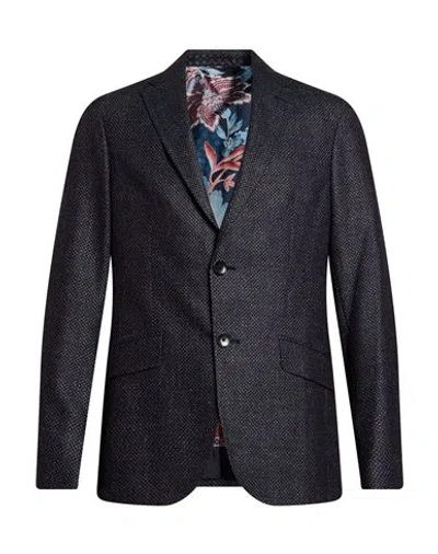 Etro Man Blazer Grey Size 38 Wool, Silk, Linen In Black