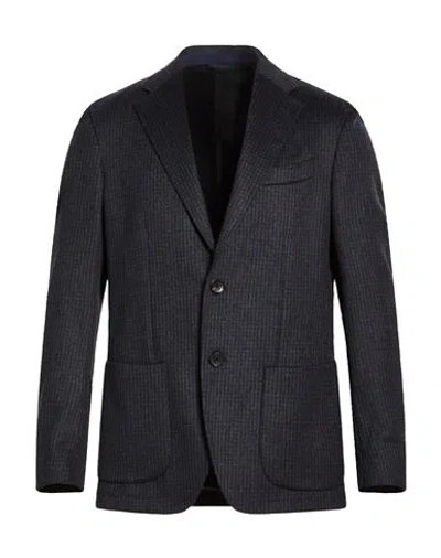 Etro Man Blazer Midnight Blue Size 42 Cashmere, Virgin Wool, Polyamide In Black