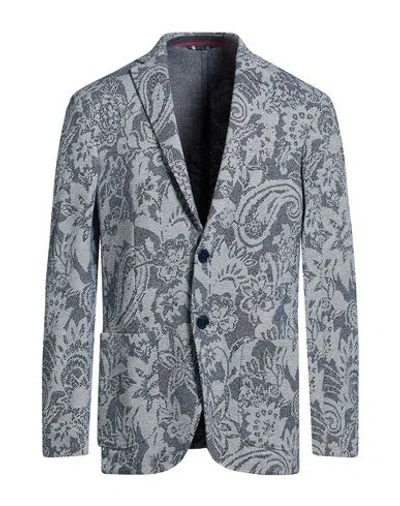 Etro Man Blazer Navy Size 42 Cotton, Polyamide, Elastane In Blue