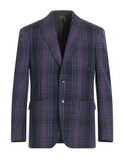 Etro Man Blazer Purple Size 44 Virgin Wool, Polyester