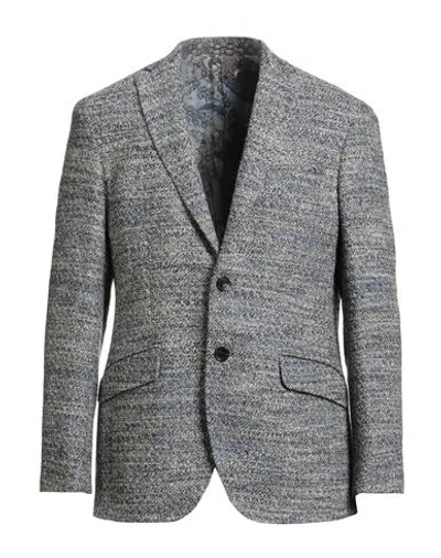 Etro Man Blazer Purple Size 48 Wool, Polyamide, Viscose In Gray