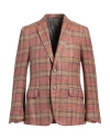 Etro Man Blazer Rust Size 48 Silk, Cotton In Red