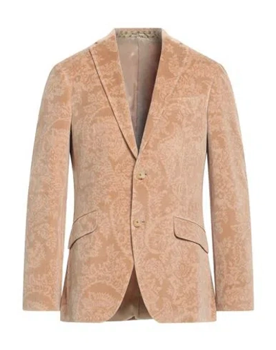 Etro Man Blazer Sand Size 38 Cotton In Neutral