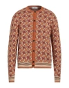 Etro Man Cardigan Rust Size L Cotton, Wool In Red