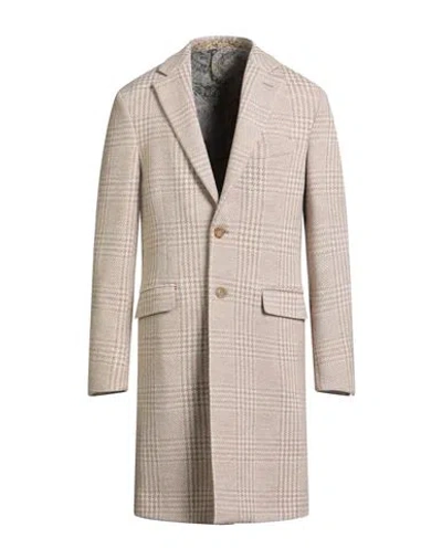 Etro Man Coat Ivory Size 42 Wool, Polyamide In Neutral