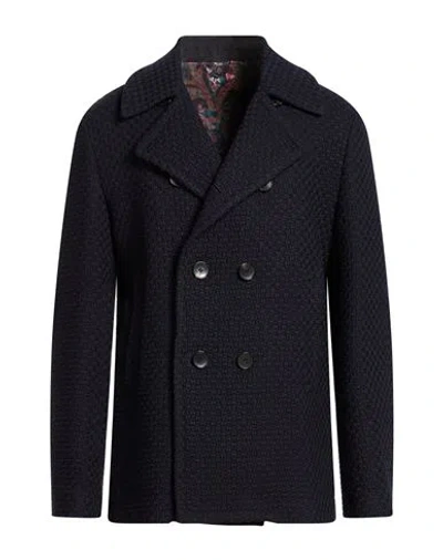 Etro Man Coat Midnight Blue Size M Wool