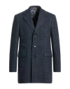 Etro Man Coat Navy Size 44 Wool, Polyester In Blue