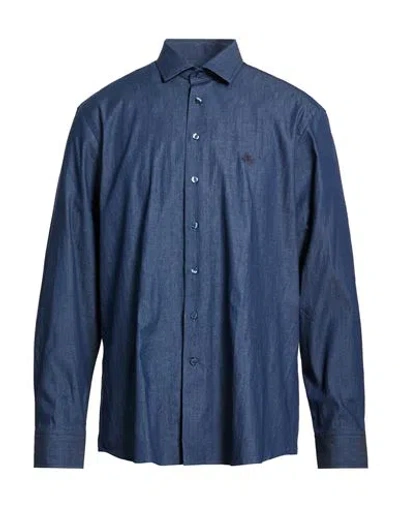 Etro Man Denim Shirt Blue Size 16 Cotton