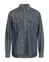 Etro Paisley Cotton & Linen Denim Overshirt In Blue