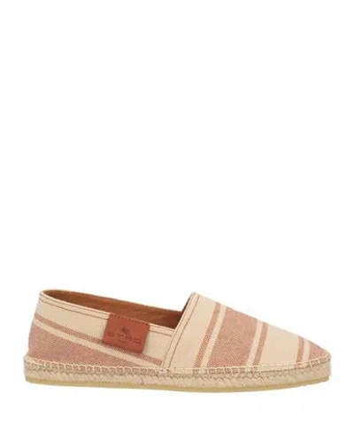 Etro Man Espadrilles Brown Size 7 Textile Fibers