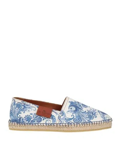Etro Man Espadrilles White Size 11 Textile Fibers In Animal Print