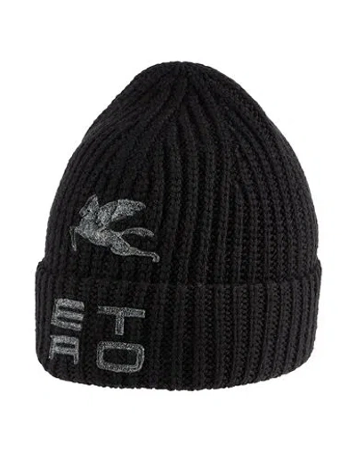Etro Man Hat Black Size Onesize Wool In Black