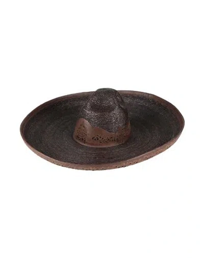 Etro Man Hat Dark Brown Size Onesize Straw, Leather