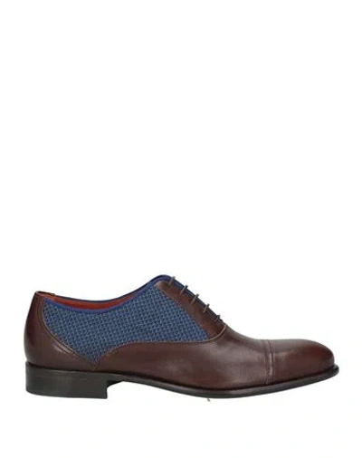 Etro Man Lace-up Shoes Chocolate Brown Size 6 Leather, Textile Fibers