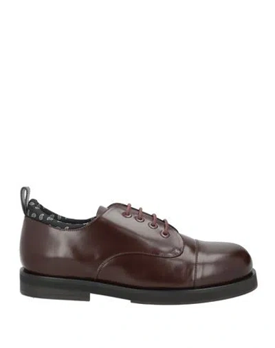 Etro Man Lace-up Shoes Chocolate Brown Size 9 Leather
