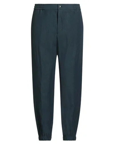 Etro Man Pants Deep Teal Size 36 Linen In Green