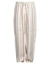 Etro Man Pants Ivory Size 36 Linen In White