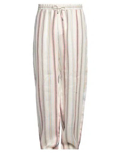 Etro Man Pants Ivory Size 36 Linen In White
