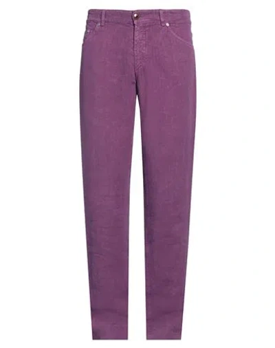 Etro Man Pants Mauve Size 33 Linen In Purple