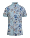 Etro Man Polo Shirt Light Blue Size L Cotton
