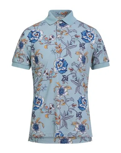 Etro Man Polo Shirt Light Blue Size L Cotton