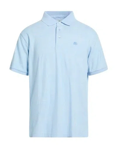 Etro Man Polo Shirt Light Blue Size M Cotton