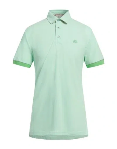 Etro Man Polo Shirt Light Green Size M Cotton In Green