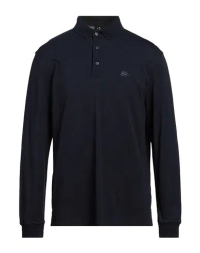 Etro Man Polo Shirt Midnight Blue Size Xl Cotton In Black