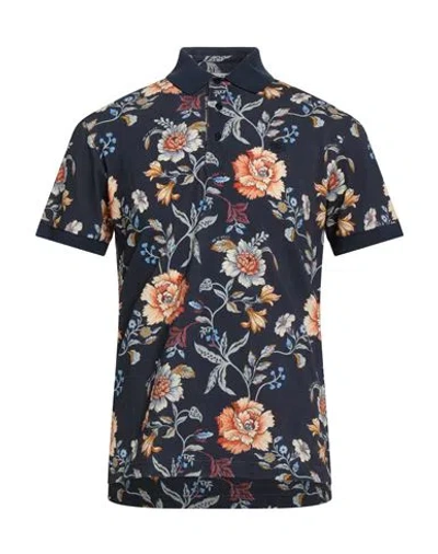 Etro Man Polo Shirt Navy Size L Cotton In Blue