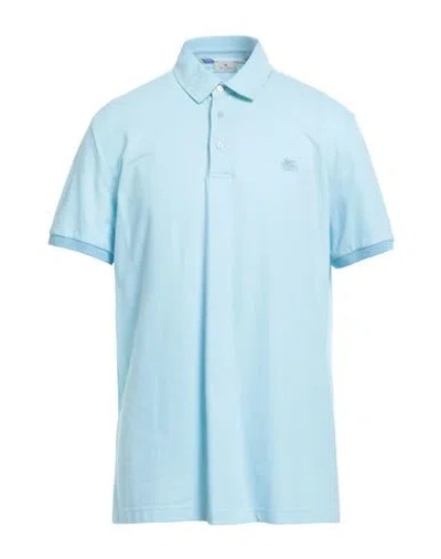 Etro Man Polo Shirt Sky Blue Size Xxl Cotton
