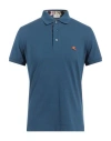 Etro Man Polo Shirt Slate Blue Size M Cotton