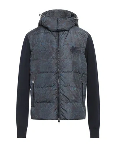 Etro Man Puffer Pastel Blue Size L Polyester, Wool, Acrylic