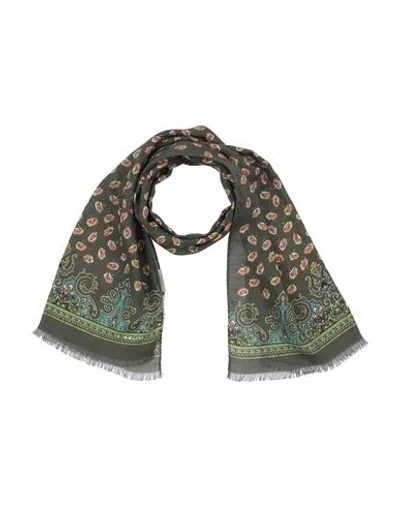 Etro Man Scarf Military Green Size - Wool, Silk