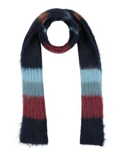 Etro Man Scarf Navy Size - Mohair Wool, Polyamide, Wool, Acrylic In Navy Blue
