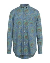 Etro Man Shirt Azure Size 16 ½ Cotton In Blue