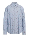 Etro Man Shirt Blue Size 19 Cotton In Blue