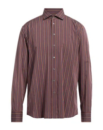 Etro Man Shirt Brown Size 16 ½ Cotton, Lyocell