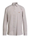 Etro Man Shirt Brown Size 17 Cotton In Gray