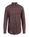 Etro Man Shirt Deep Purple Size 17 Cotton In Purple