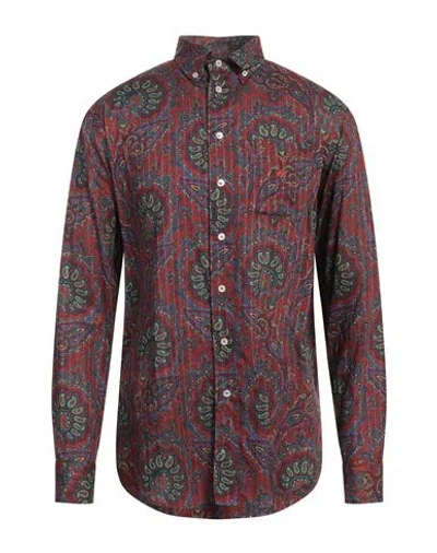 Etro Man Shirt Deep Purple Size 17 Cotton