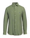 Etro Man Shirt Green Size 15 Ramie