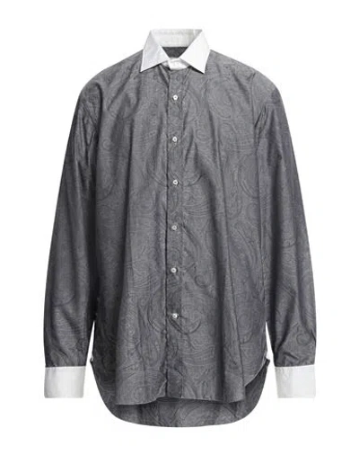 Etro Man Shirt Grey Size 18 Cotton