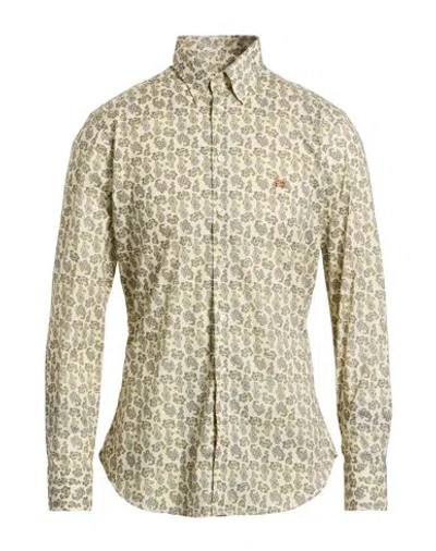 Etro Man Shirt Ivory Size 17 Cotton, Elastane In Neutral