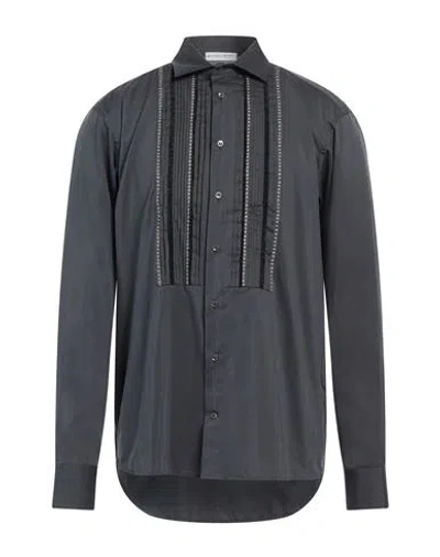 Etro Man Shirt Lead Size 19 Cotton, Silk In Grey