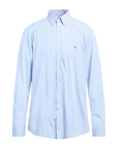 Etro Man Shirt Light Blue Size 17 Cotton